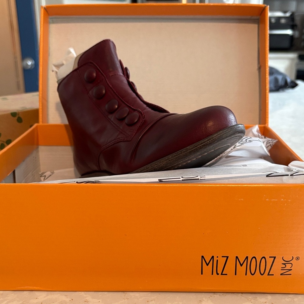 Miz Mooz Dark Red Ankle Boots